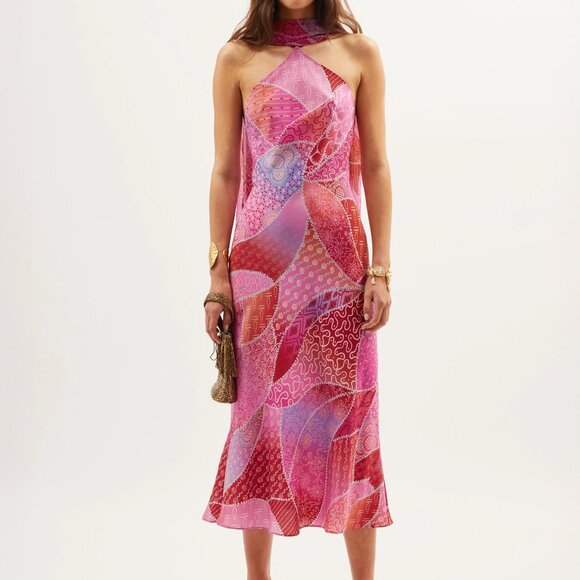 RIXO NWT Hayley Silk Dress in Ibiza Night Sunset - Picture 1 of 5
